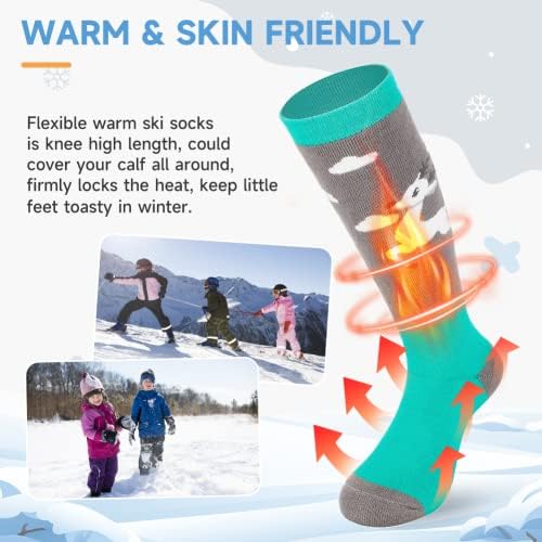 Пронаоѓање деца ски -чорапи, 2 пара /3 пара топло памучно сноуборд чорапи момчиња девојчиња за скијање на отворено ладно време