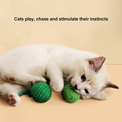 Keenso Cat Sisal Ball, виси мачка сисал топка за џвакана шарена интерактивна мачка сисал јаже играчка за домашно милениче затворено