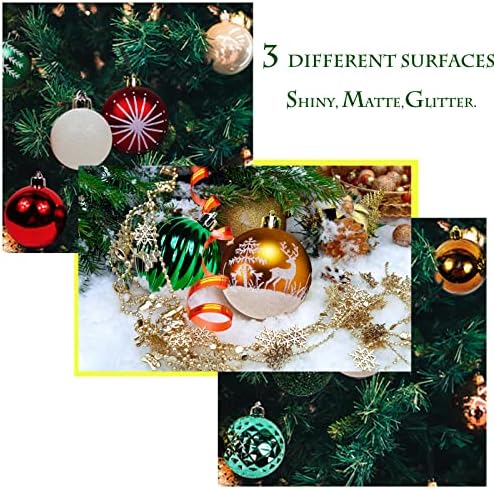 Божиќни украси за топка за Божиќно дрво - расипано украсни украси за новогодишни топки со висечка јамка за одмор, свадба, забава - 3 сетови