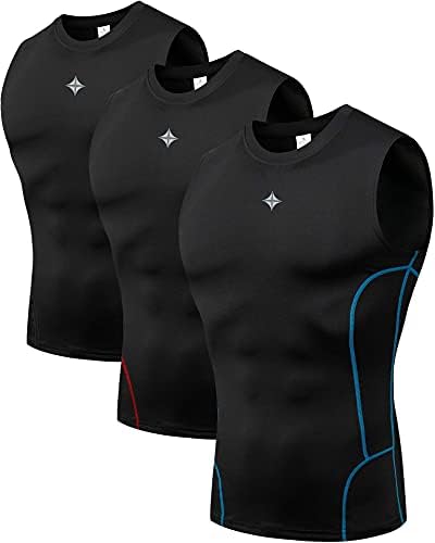 Кошули за компресија без ракави на Милин Нако за компресија на мажи, сува вклопувани кошули за компресија UPF 50+ стража за осип на осип