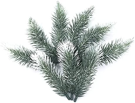 Chengzui 100 парчиња вештачки снег замрзнати борови иглички гранки faux елка избира новогодишна елка избира бела гранка
