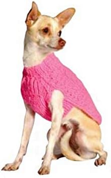Ладно куче розово кабелско куче џемпер, мал