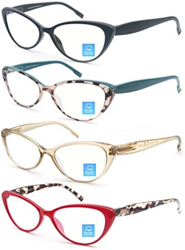 Modfans жени кои читаат очила сини светло блокирање на дами читатели пролетни шарки, анти -сјај УВ -очи, компјутерски очила