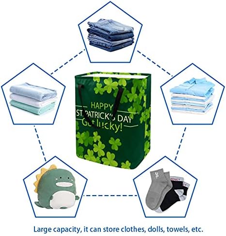 Зелените калори Свети Патрик-С-Дневен корпа за перење склопувачки корпа за складирање со рачки за спречување, детска соба, складирање