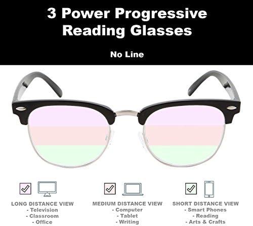 2 пакувања со рефус мулти -фокус половина рамка 3 Енергетски очила за читање - анти -рефлексивни обложени