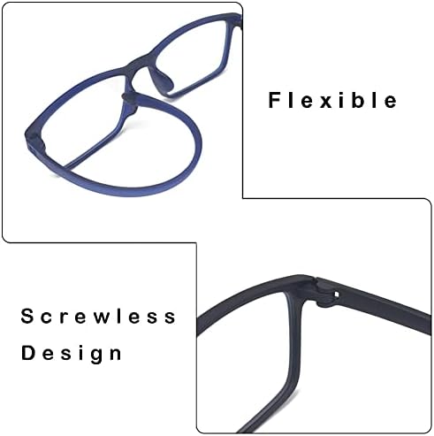 4 пакувања флексибилни очила за читање лесен компјутер со сина светлина што ги блокира читателите со голема големина жени мажи