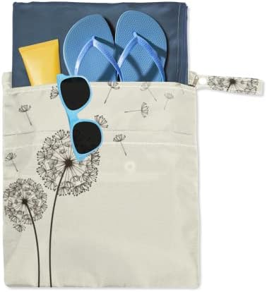 Прекрасни Глуварчиња Печатење Влажна Сува Торба 2 Пакување Со Патент,Торбичка За Пелени Со Цветна Цветна Ткаенина Водоотпорна Влажна Торба
