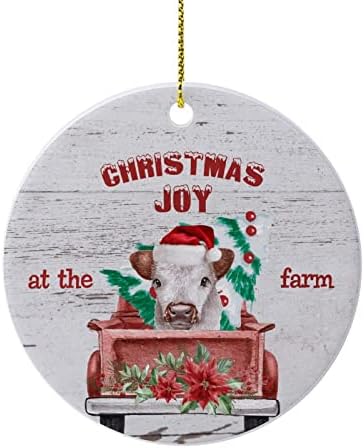 Божиќни украси за држење фарма камион Божиќна радост на фармата керамички украс идеални украси за подароци новогодишна елка што висат украси