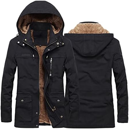 Зимска јакна со качулка Зифер Зимска руно ветерница, случајна јака топла палто со палто со долга ракав цврста надворешна облека