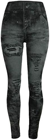 Трендинао плус хеланки на фармерки со големина на жени, дама маскирна крива за печатење тенок еластичен хулахопски панталони
