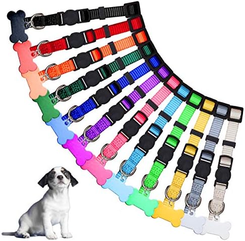 Banmoder 12 јаки од кученца за легло од кученца, јаки за лична карта, меки најлонски отцепени јаки со обоени обоени јаки со 12