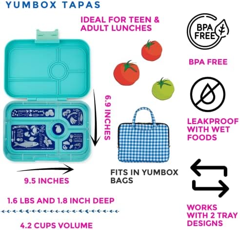 Yumbox tapas со поголема големина на протекување на бенто кутија за ручек