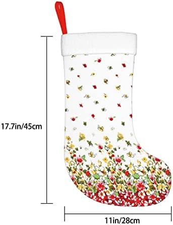 Аугенски Божиќни чорапи Акварел Цветни пчели Пеперутка двострана камин што виси чорапи