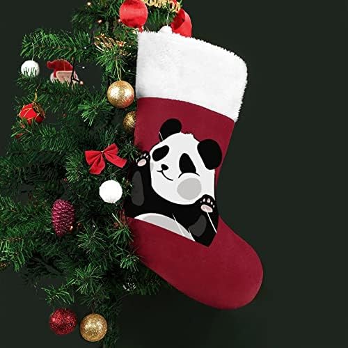 Смешна панда за Божиќни порибни класични украси за бела манжетна торба за бонбони за украси за семејни празници