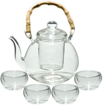 5-ПЦ стакло чајник сет со 4 чаши