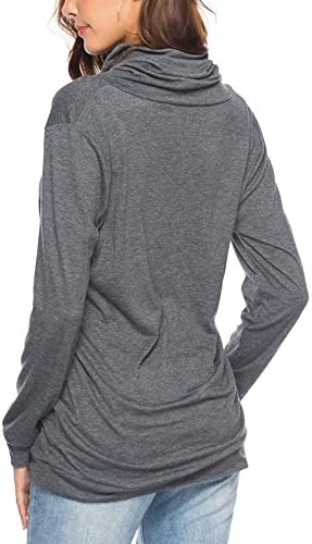 Kissенска обична маица со долги ракави на Kissmoda Cowl Tunic Sweatshirt Tops Bluze