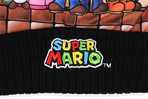 Nintendo Super Mario Multi Charice извезено лого манжетирано пом -бени капа