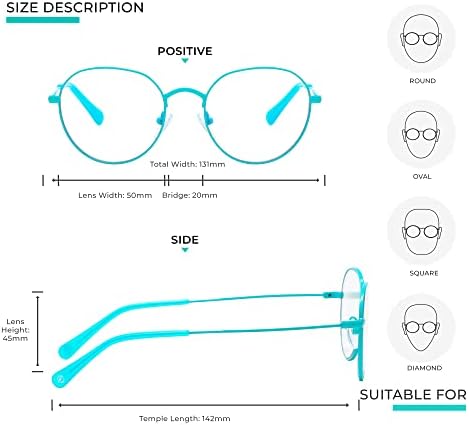 Сиги сини светло блокирачки очила за мажи и жени - трендовски тркалезна метална рамка со јасни леќи