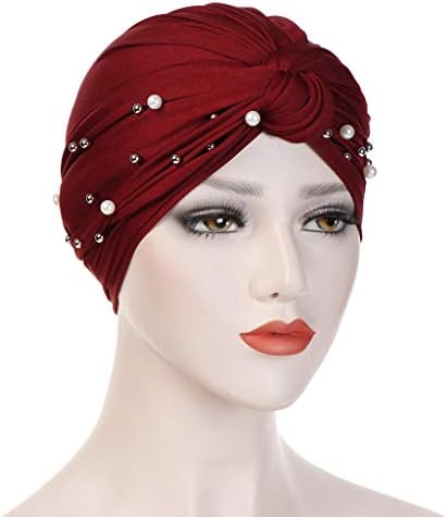 Womenенски хемо карцином глава капа бисер плетенка турбан капа муслиманска руфле гравчиња со капаче за шипки за бандана