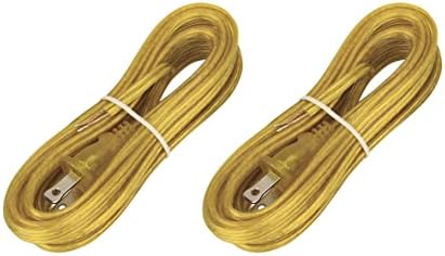 Аспен Креативно, злато, 21201-2а, кабел за ламби од 15 стапки со обликуван поларизиран приклучок, 2 пакет, 2 брои