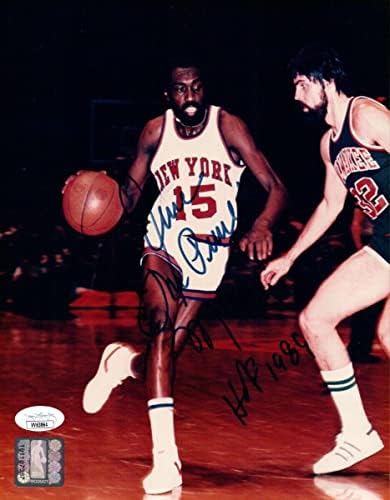 Ерл Монро потпиша автограмирана 8x10 фотографија „The Pearl“ NY Knicks JSA VV63864 - Автограмирани НБА фотографии