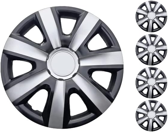 Копри комплет од 4 покривка од 4 тркала од 13 инчи сребрено-црно хабкап, вклопува Хонда