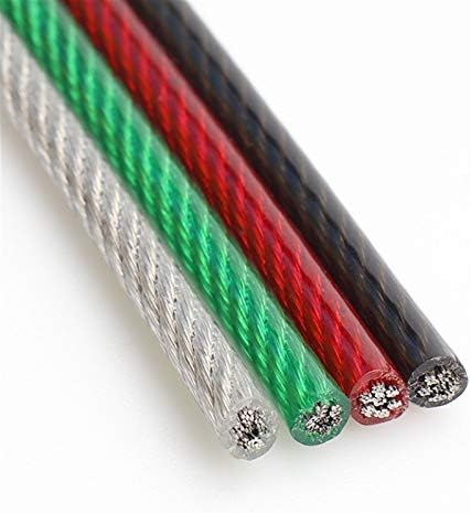 Арматура жица, зелена/црвена/црна/транспарентна боја ПВЦ пластичен обложен не'рѓосувачки челик 304 жичен јаже кабел, дијаметар од