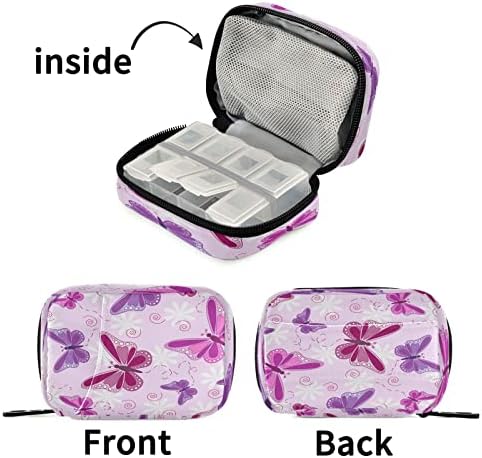 Xigua Elegant Butterfly Pill Box 7 дневна торба за пилули за патувања, торба за организатор на неделни преносни пилули со патент за