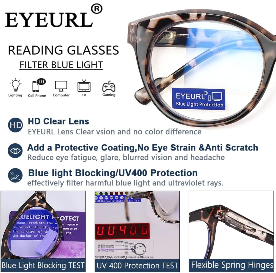Очила 4 пакувања за читање очила за жени, мажи гроздобер чаши за читање против сино светло блокирање на компјутерски читатели очила