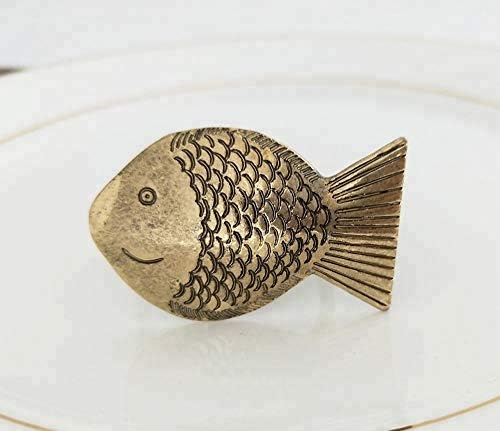 Фенко стилови шик дизајн на риба текстура метални прстени од салфетка, сет од 4 - бронзени држачи за салфетки за домашен декор, трпезариска