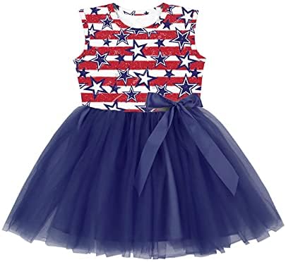 Гумемо Денот на в Valentубените деца Детско дете бебе девојчиња 4 -ти јули фустани облеки на американско знаме принцеза фустан со фустан од