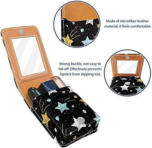 Кармин Случај Со Огледало Ѕвезда Простор Црна Усна Сјај Носителот Преносни Кармин Кутија За Складирање Патување Шминка Торба