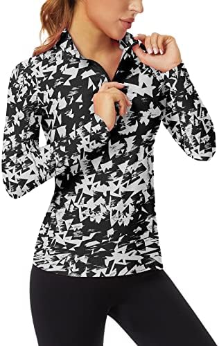 Woodyенски женски долги ракави атлетски кошули четвртина патент пулвер со маица за вежбање на маици Тенис Топ