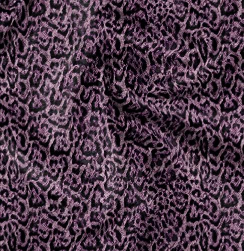 Соимои Виолетова Памучна Ткаенина Од Дрес Од Леопард Животинска Ткаенина За Печатење Кожа покрај Дворот Широк 64 Инчи
