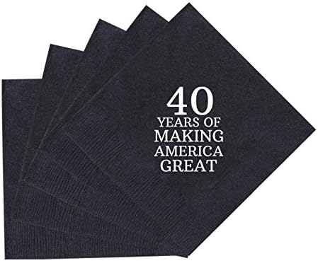 40 -ти роденденски подароци 40 години правејќи Америка одлична 50 пакет 5x5 забавни салфетки коктел салфетки црно