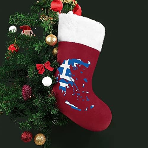 Знаме на Грција мапа Божиќно виси порибување симпатична Дедо Мраз за украси за украси на Божиќ