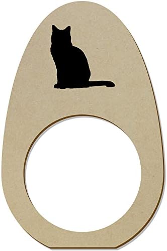 Azeeda 5 x 'Snowshoe Cat Siluette' Дрвена салфетка прстени/држачи