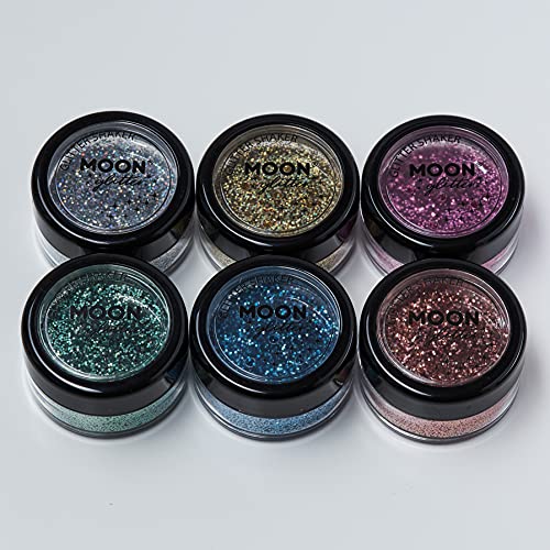 Холографски сјај шејкери од месечината сјај - козметички сјај за лице, тело, нокти, коса и усни - 0,17oz - сет од 8 бои