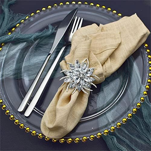 Zhuhw Кристал Сливер, салфетки прстени метални салфетки за салфери, декорација на табела хотел свадба банкет салфетки токи