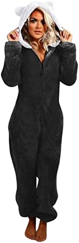 Секси пижами за жени едно парче поштеда на качулка за спиење на вратот, ромпер, плус големина долга ракав салон