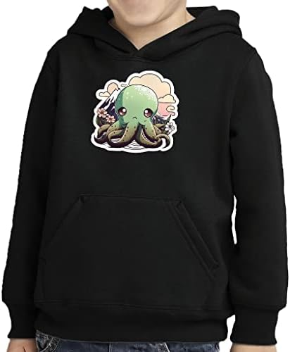 Симпатична октопод дете пуловер качулка - уникатен сунѓер руно худи - животинска уметност худи за деца