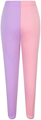 Womenените Jегинг Пант, женски обични крпеници џогерни панталони истегнат половината за влечење во боја на панталони со активни