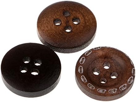 Loveindiy 50pcs дрвени 4 дупки копчиња за шиење декорација кафе 15мм