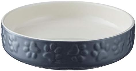 Мајсон готовина мачки чинии светло обоени со чинии за мачки со тешка категорија, дијаметар од 13 см, сива боја