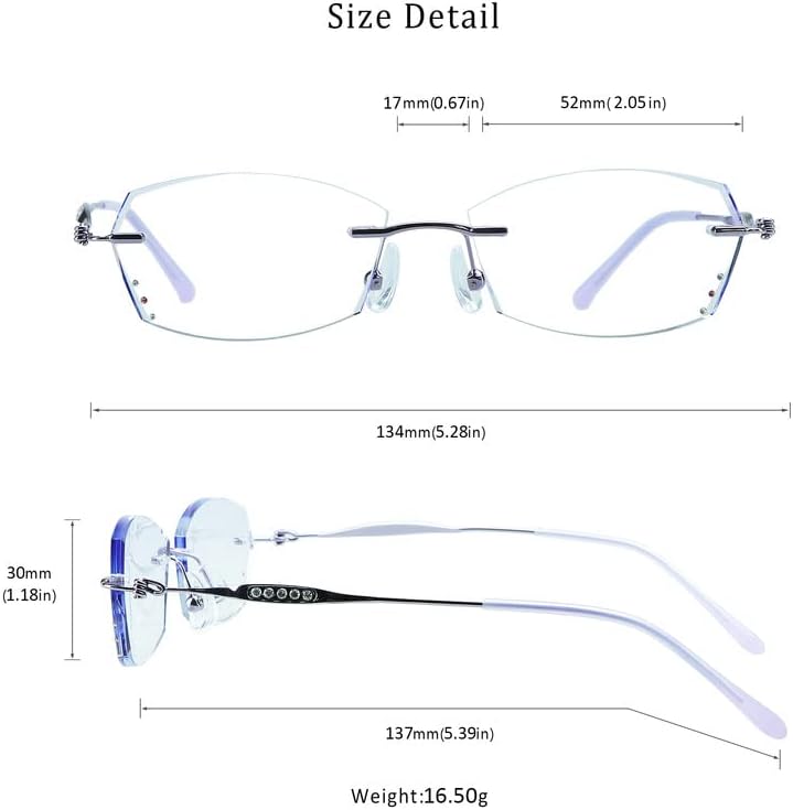 Визионглобални Читачи На Метали за мажи/жени Блокирање На Сина Светлина, Рачно поставени Дијамантски Модни Квадратни Очила