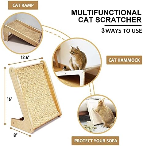 Meeyoview Cat Scratcher, подлога за гребење на мачки во форма на мачка, заштитник за мебел за гребење на мачки, издржлив и природен