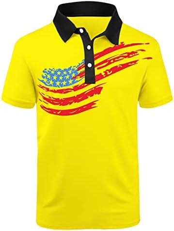 V Valanch Mens American Falg Polo кошули со кратки ракави перформанси патриотска кошула смешна голф кошула