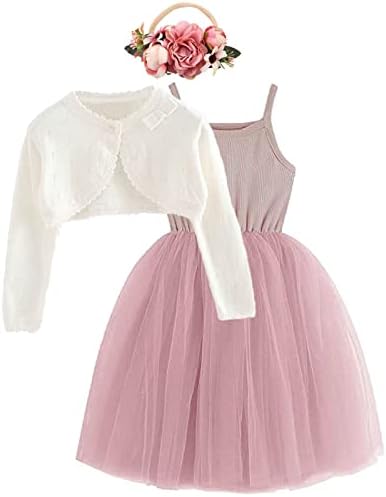 Бебе девојки Туту фустан и кардиган сет дете за новороденче Тул фустани цветни девојки Велигден роденденски фустани облеки облеки облеки