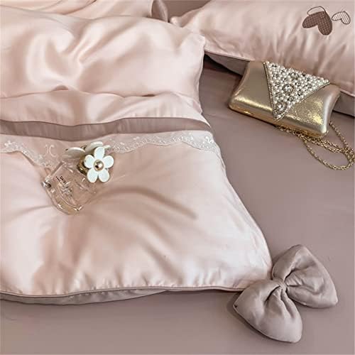 N/A Princess Style Lanjing Tencel Love Везење со четири парчиња чипка ватенка на свиленкаста постелнина