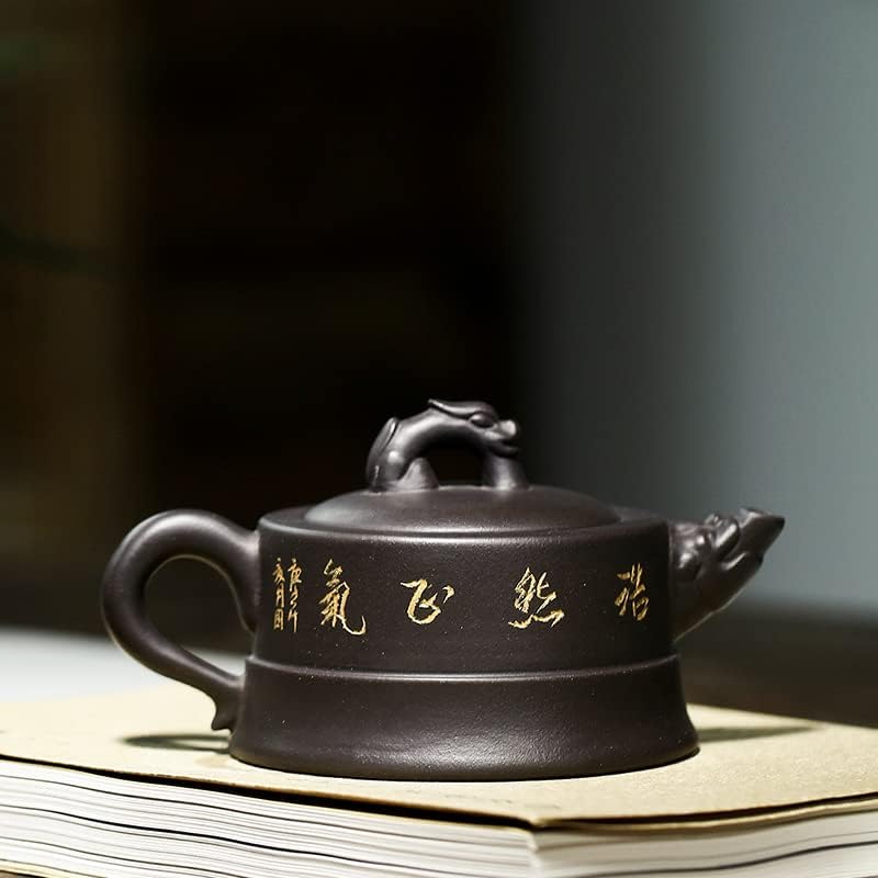 Оригинална руда црна златна кал виолетова песок чајник со целосен рачно врежан познат господар копнеж чајник кунг фу чај сет